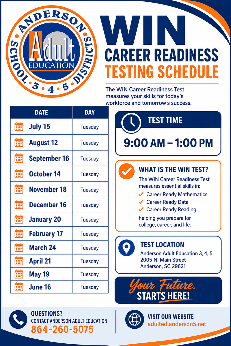 WIN Testing Schedule