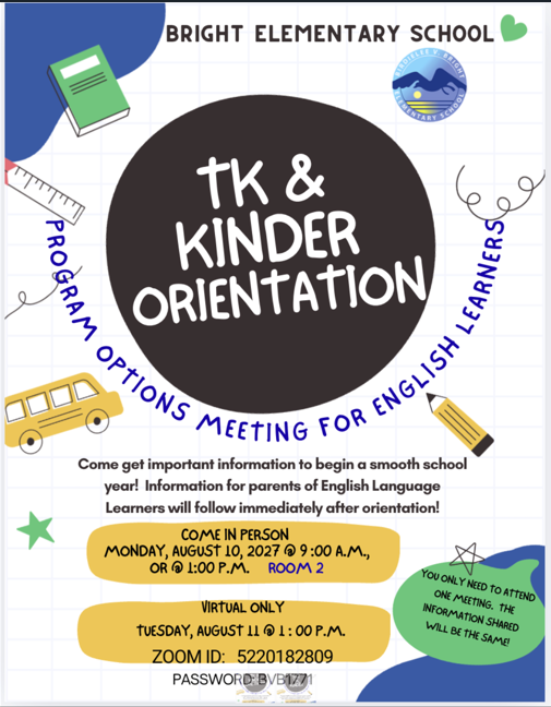 Kinder & TK Orientation/ Orientación Para TK, Kinder Featured Photo
