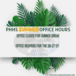 graphic that state summer office hours