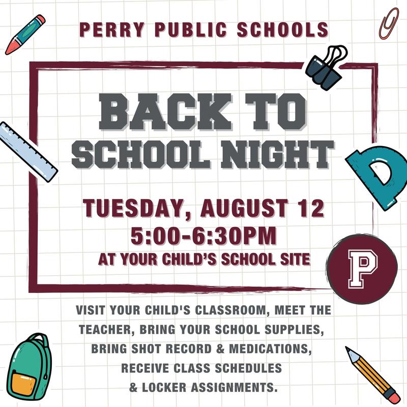 Back to school night August 12, 2025 Perry schools