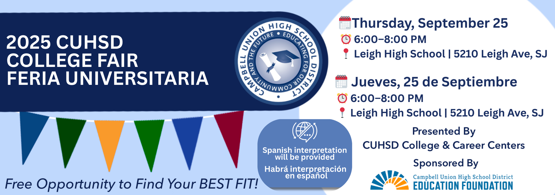 college fair on sept 25 at leigh high school
