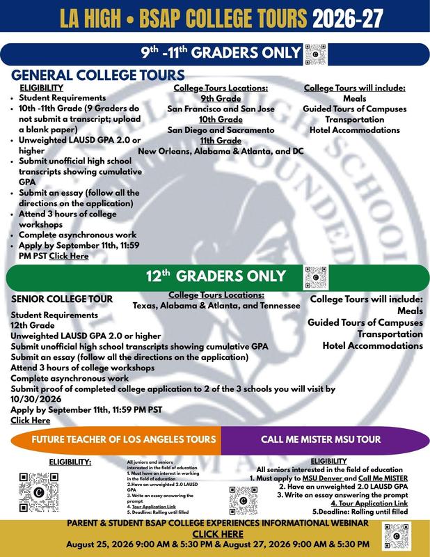 BSAP COLLEGE TOURS 2026-2027 SY Featured Photo