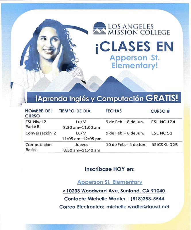 ESL an Basic Computer Skills classes for Adults are coming to Apperson in the Spring semester of 2026.