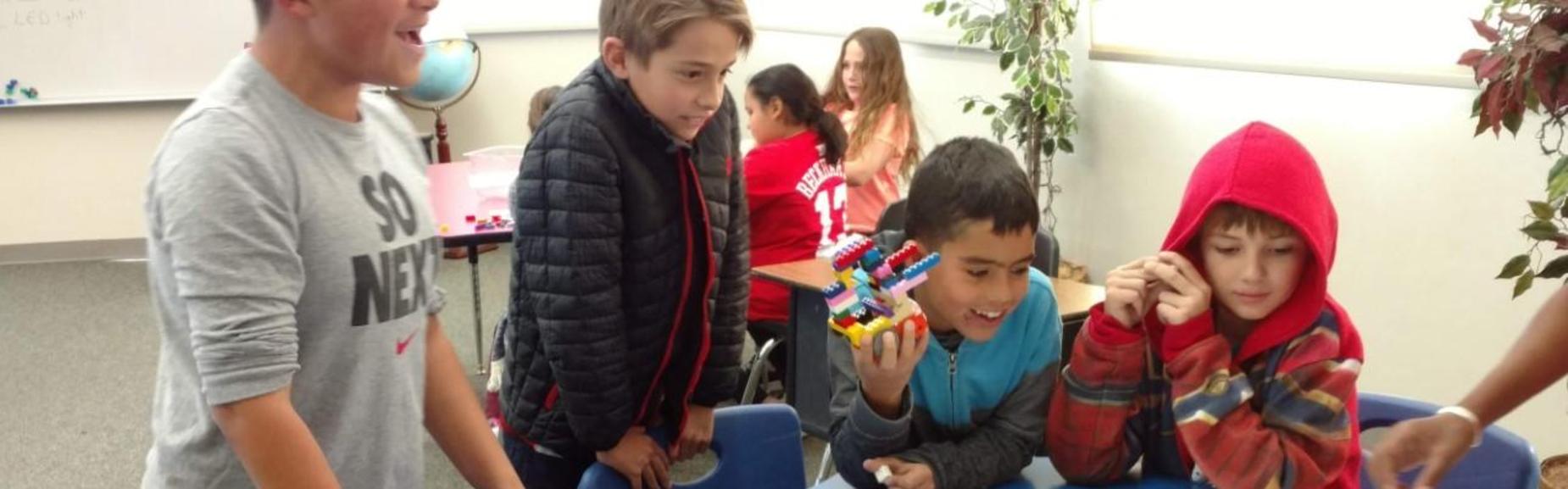 students with robot