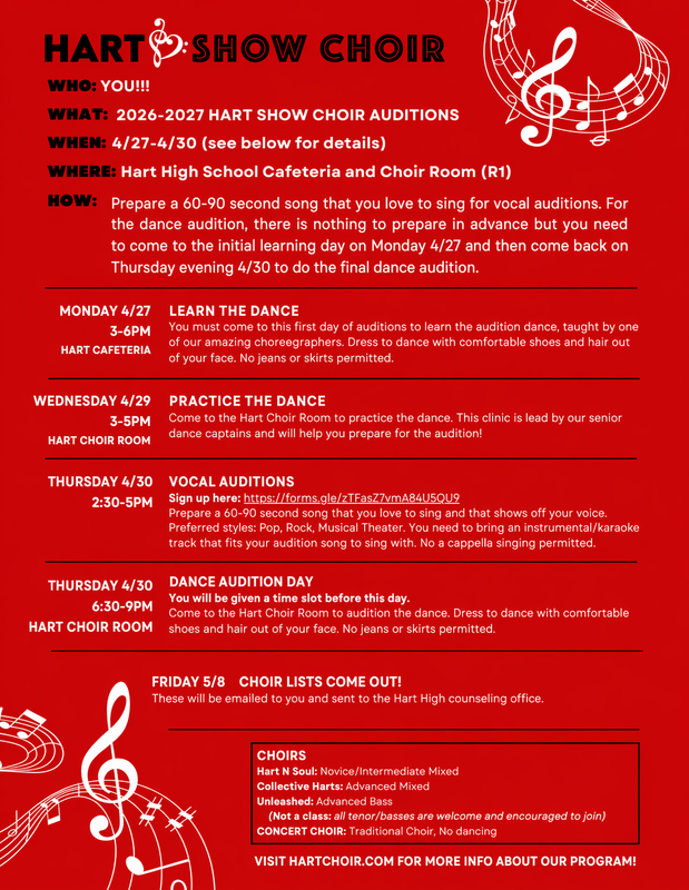 Hart Show Choir Auditions