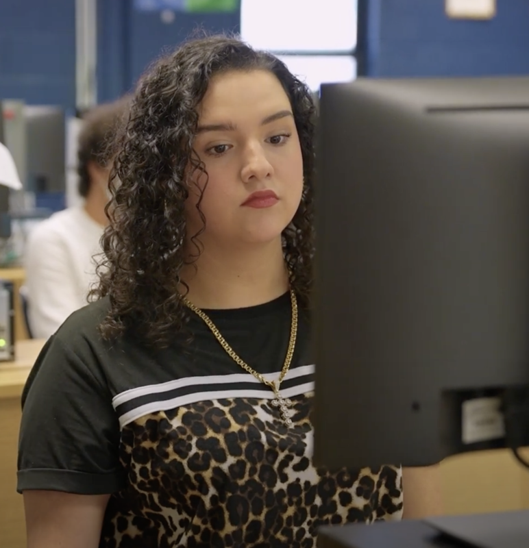 girl in front of computer