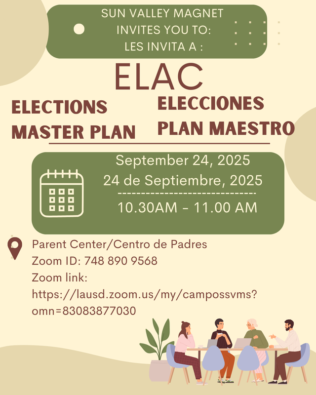 Elac flyer in English and Spanish