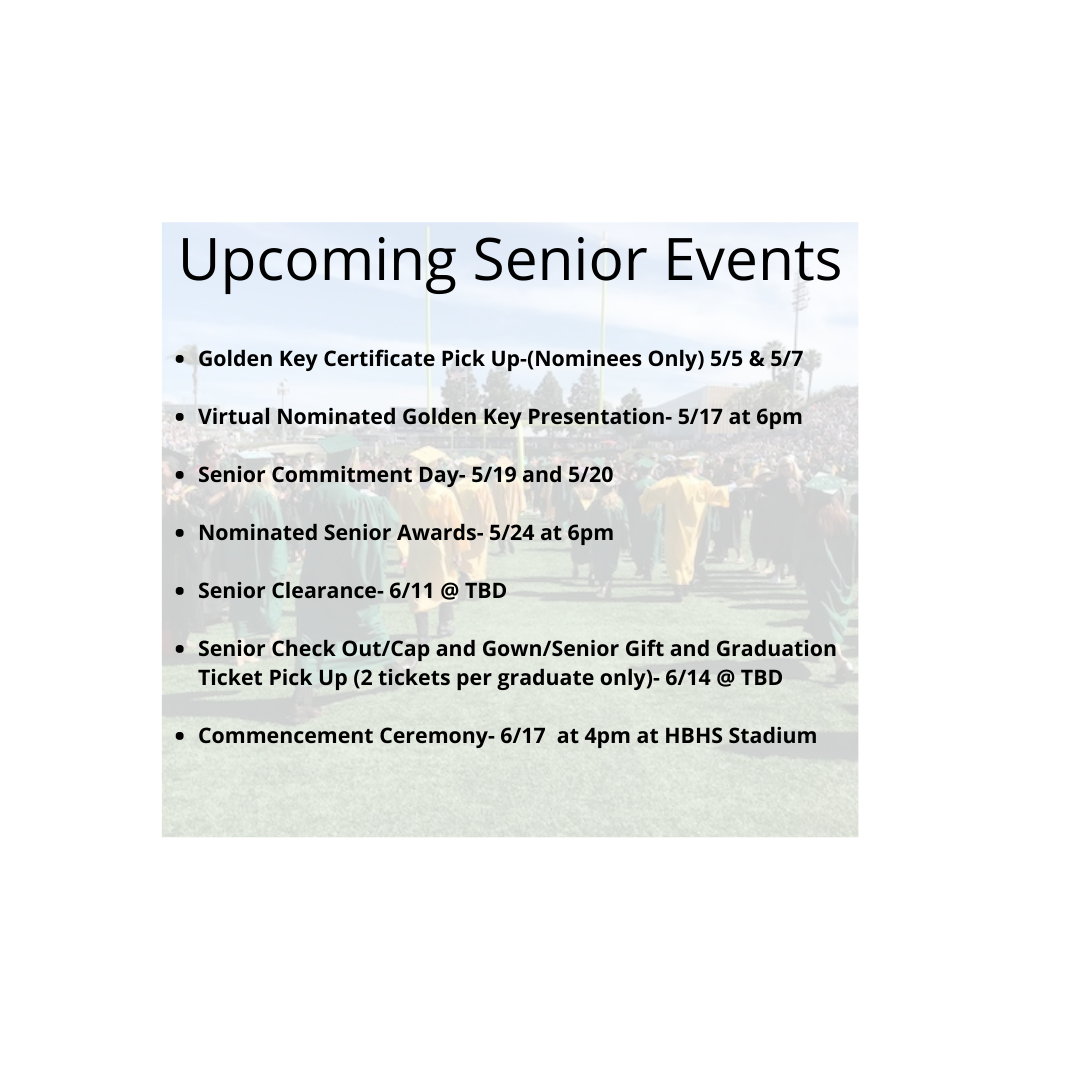 UPCOMING SENIOR EVENTS