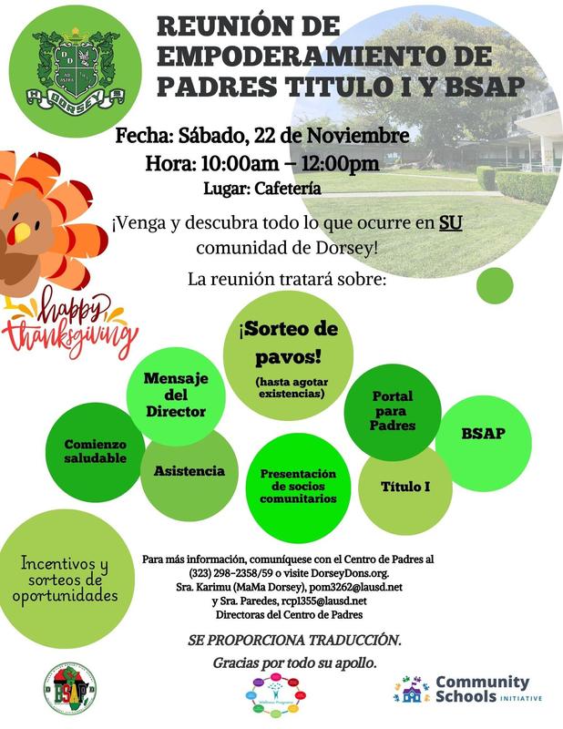 Parent empowerment title 1 and bsap meeting