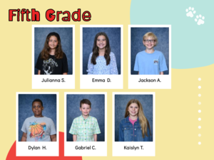 Yellow background with white, red and blue splashes of color announcing Parkway citizenship students