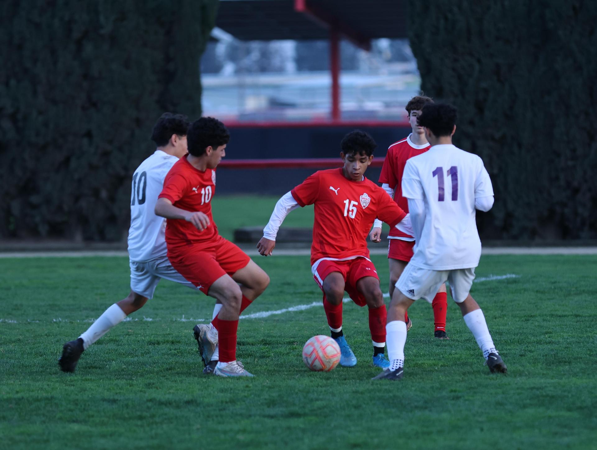 junior varsity boys playing soccer against washington union