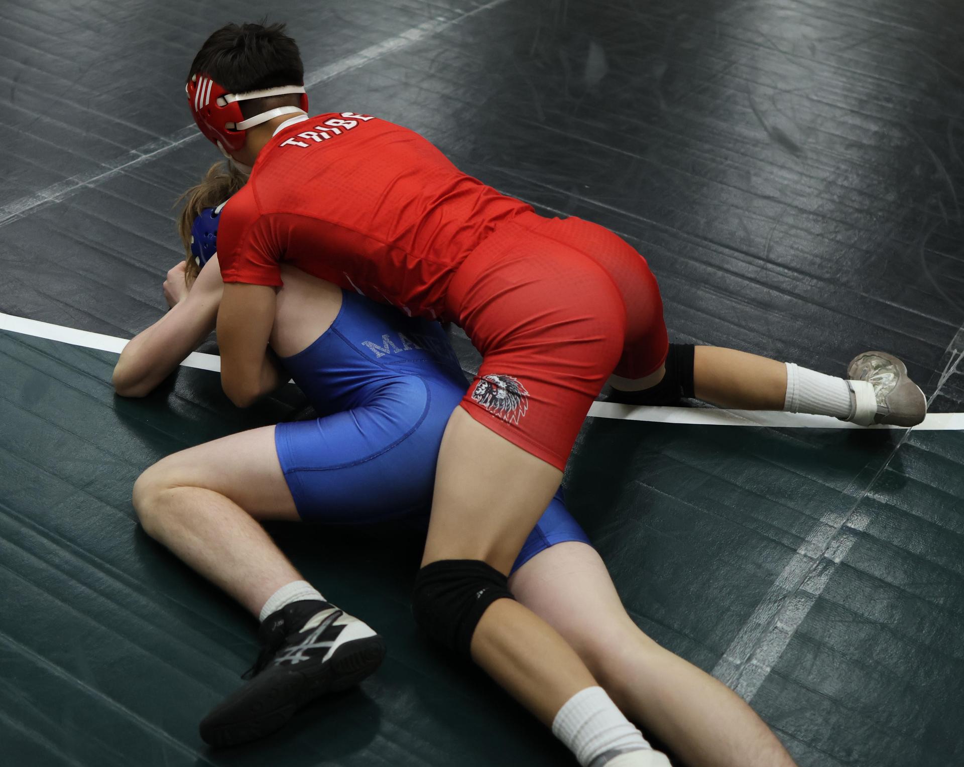 Boys wrestling in the Liberty Duals event 6