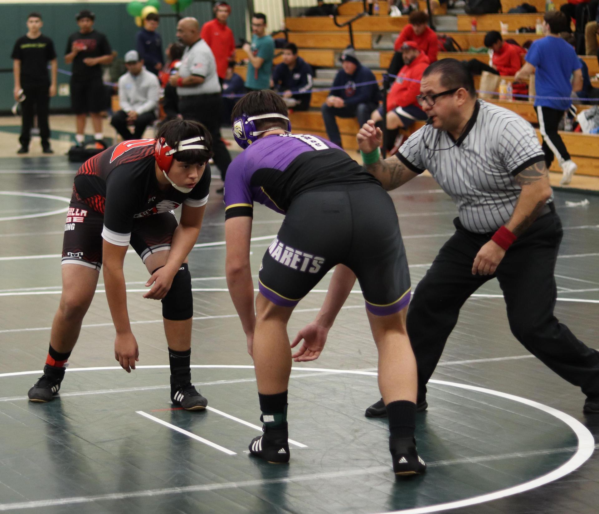 wrestlers in action at the Hawks invitational