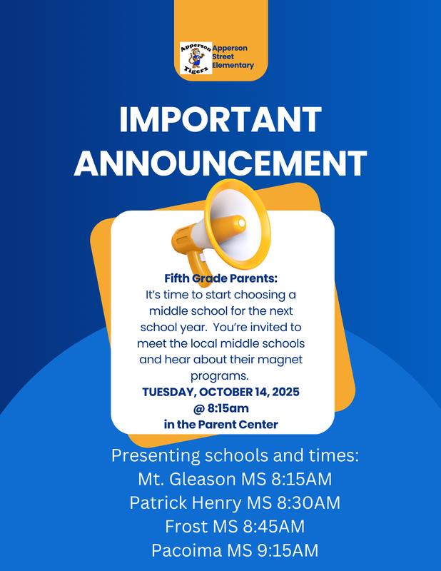 Come and learn about our local middle school magnet programs.