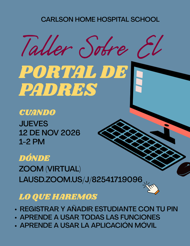 Parent Portal Workshop flyer in Spanish