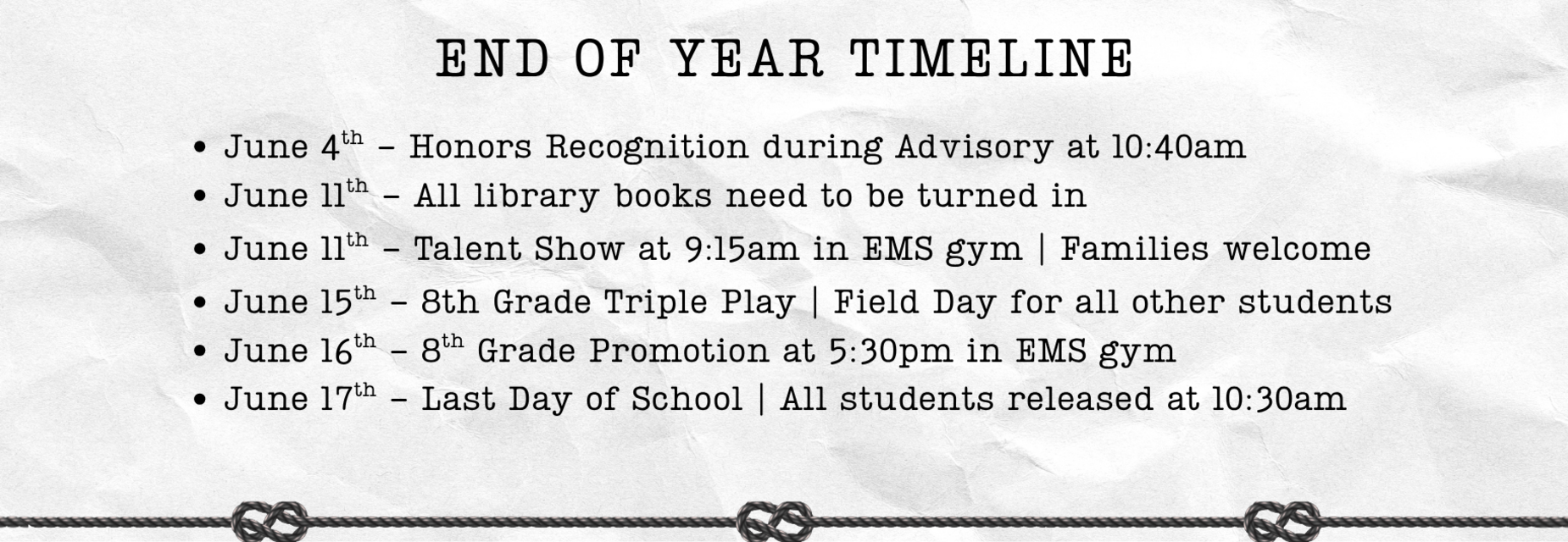 End of Year Timeline