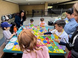 The City of South Pasadena Mayor Sheila Rossi (left) helps kick off Yellow Ribbon Week at Monterey Hills Elementary School. (Photo Courtesy of South Pasadena Unified School District)