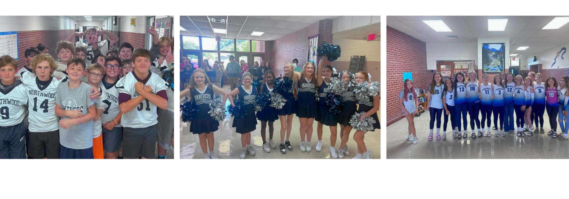 group picture of three various sports teams at Northwood Middle School