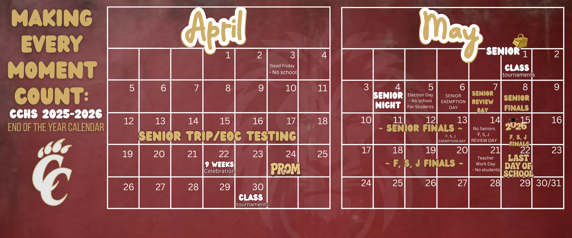 April May Calender