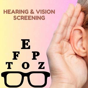 Hearing ear and vision letter test with Hearing and Vision Screening.