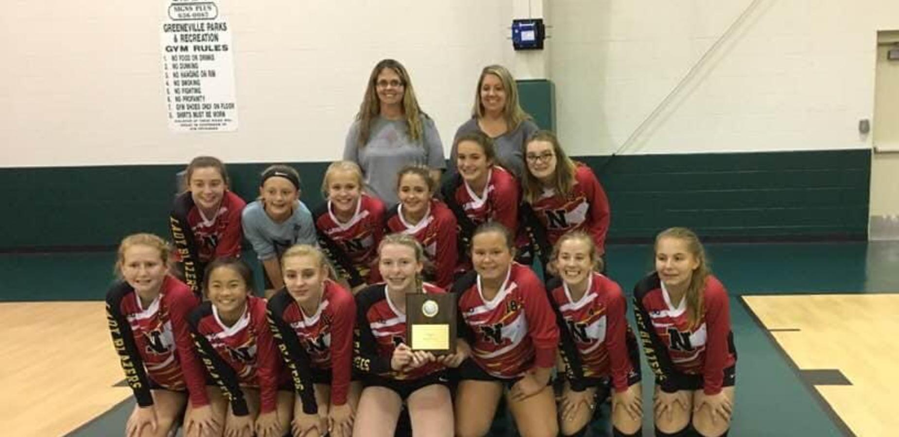 Photo of Nolachuckey girls volleyball team. Congratulations Lady Blazers! Second in Sports on the Court Tournament.