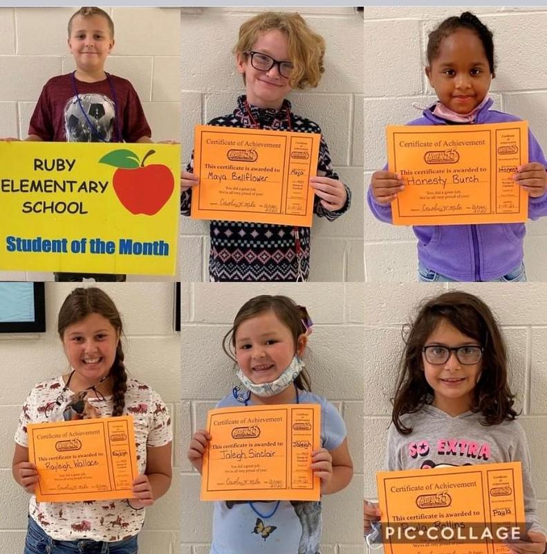 October Student of the Month Ruby Elementary School