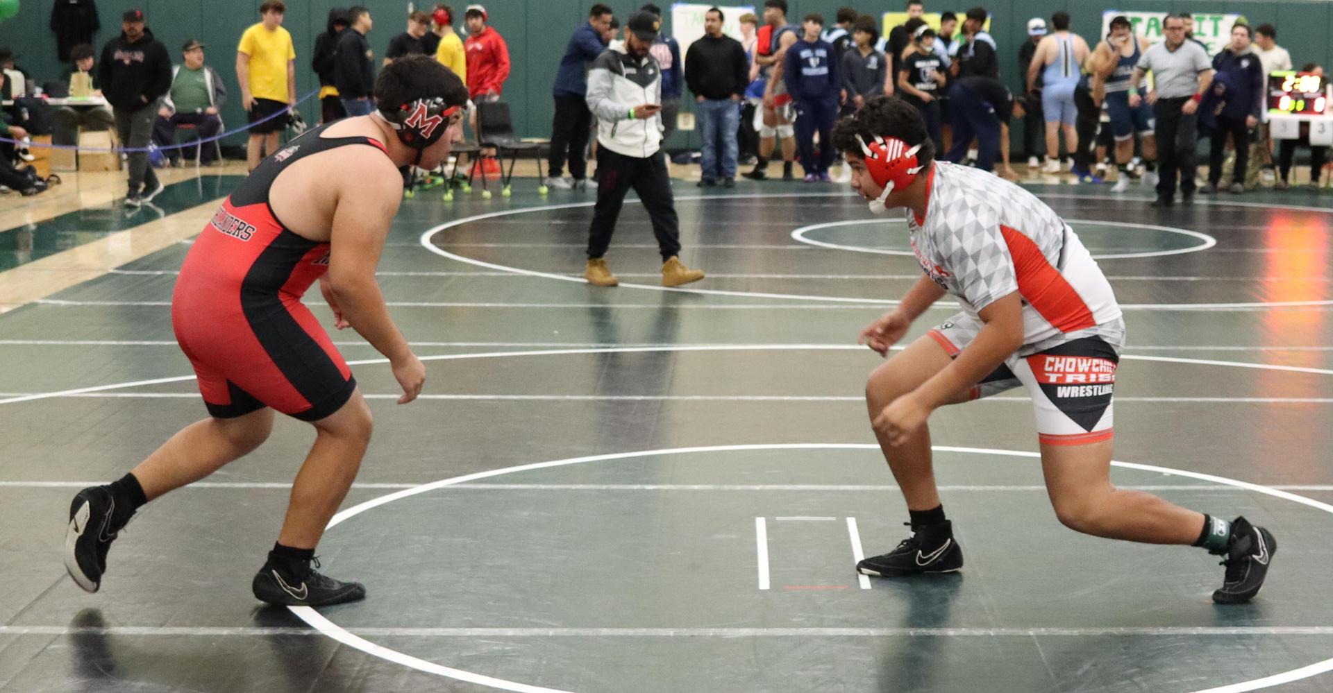 wrestlers in action at the Hawks invitational