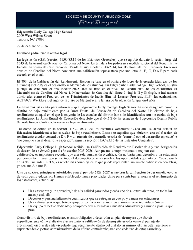 District Letter Spanish 1