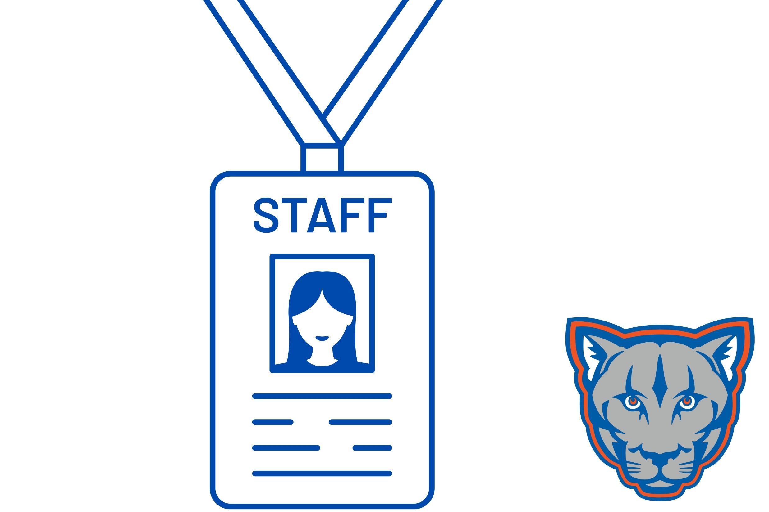 graphic of lanyard with id tag and Del Rio cougar head logo