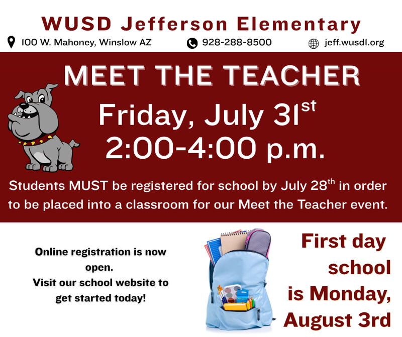 Date and time for meet the teacher