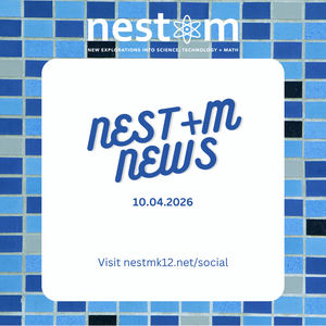 mage of mosaic tiles surrounding a white square with the words NEST+m News in the middle.