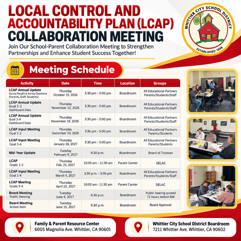 LCAP meeting dates this year.