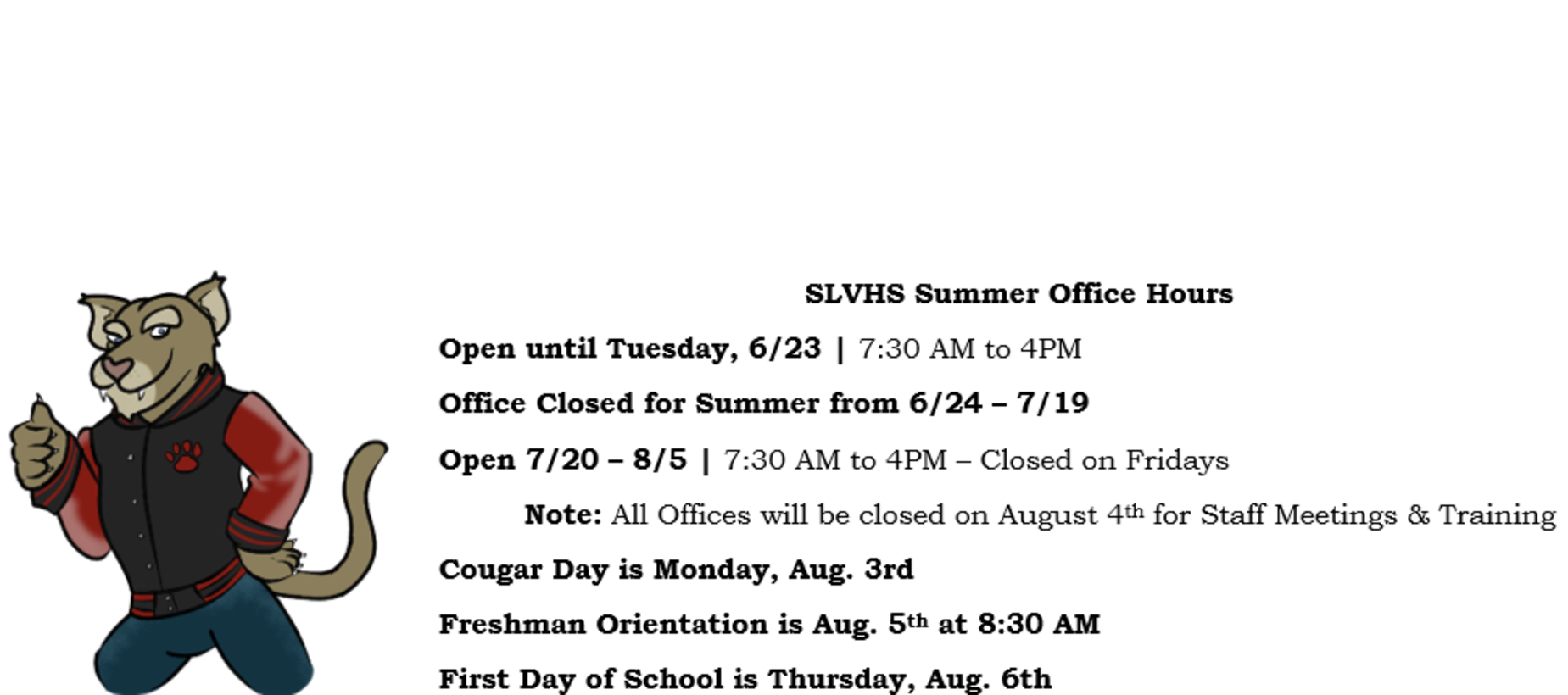 Summer Hours 2026