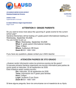 5th grade meeting