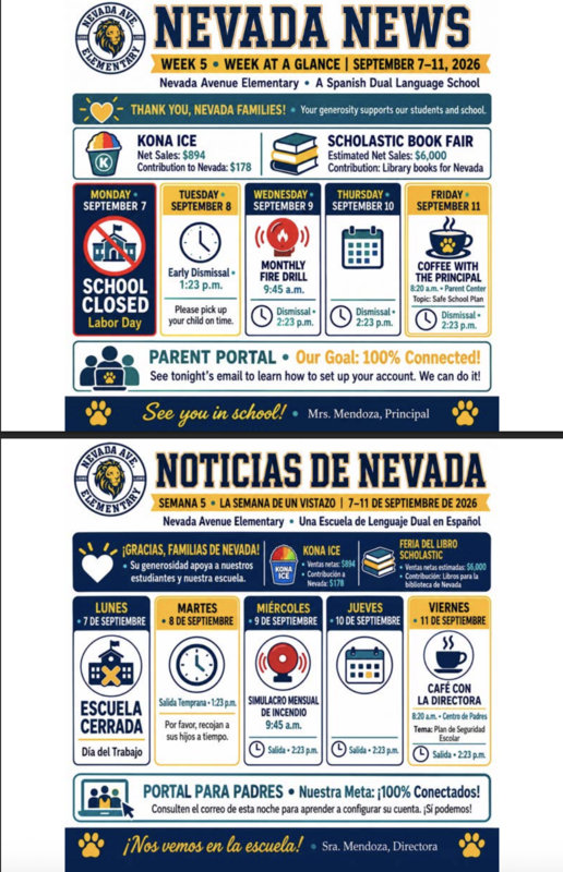 Week at a Glance/ Semana de un vistazo