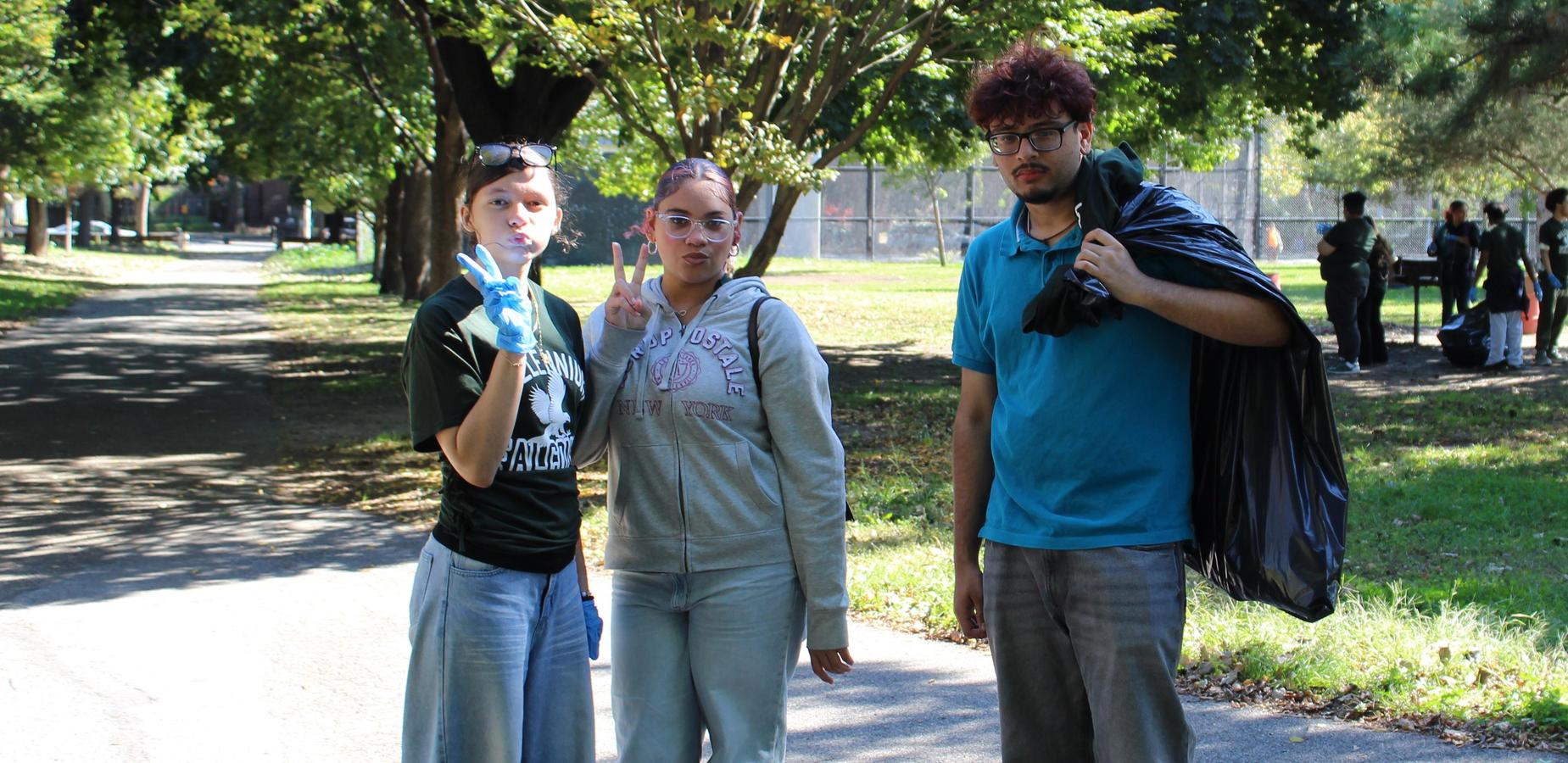 Students posing in the park