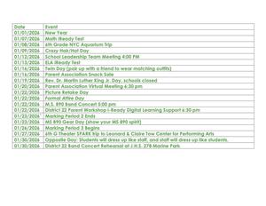 Back View Image of January 2026 Calendar