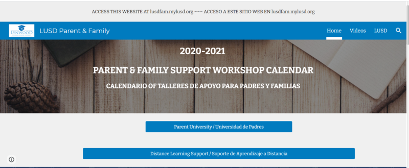 Parent & Family Workshops Calendar 2020-2021/ Calendario de Talleres para Padres y Familias 2020-2021 Featured Photo