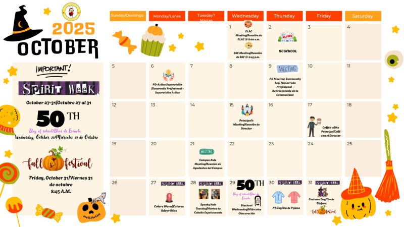 Monthly Calendar/Calendario Mensual