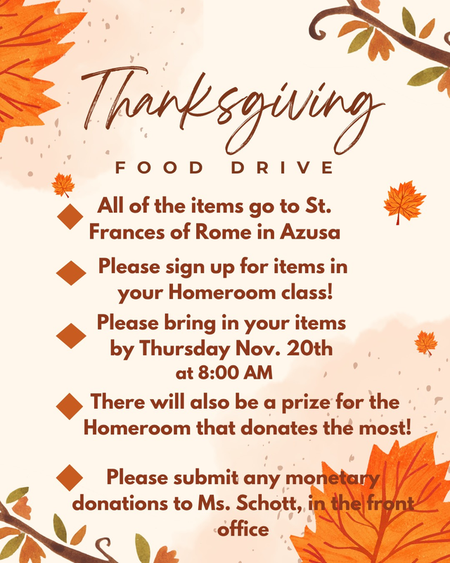 THANKSGIVING FOOD DRIVE!