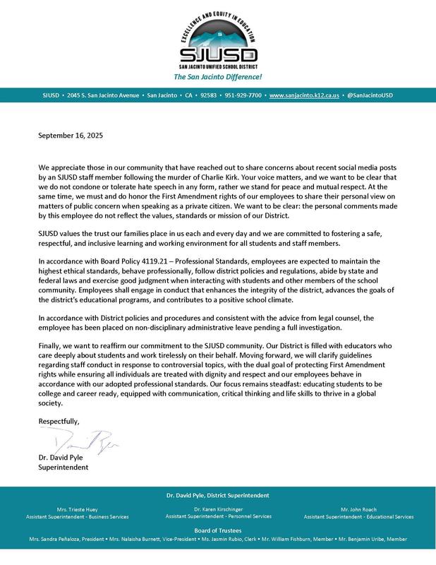 Letter from Dr. David Pyle