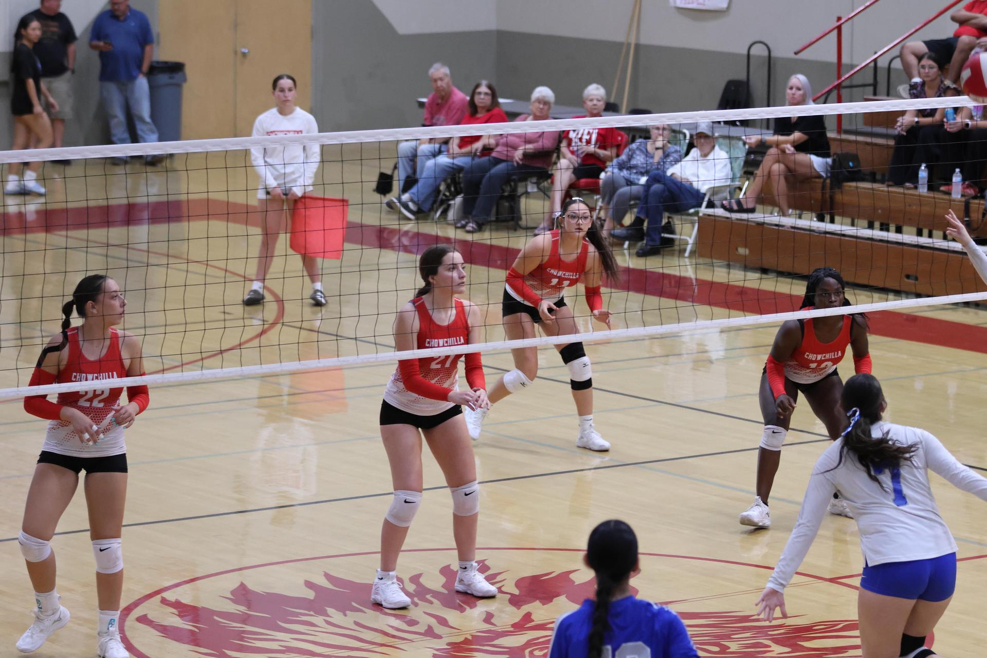 Varsity girls Volleyball playing vs. Madera 8