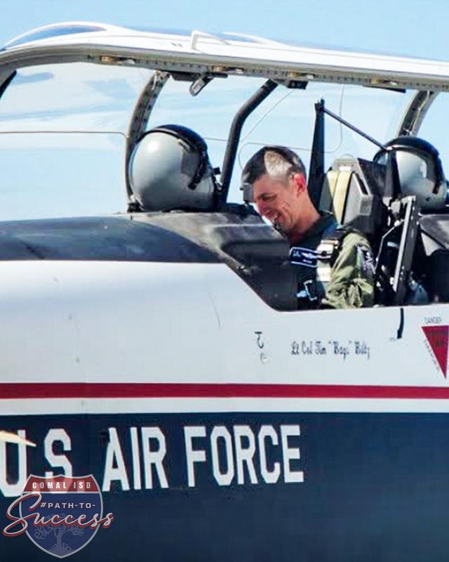 Canyon High School JROTC instructor Lieutenant Colonel Biltz during his final flight in the Air Force.