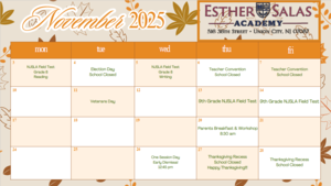 November 2025 Calendar-Esther Salas Academy
