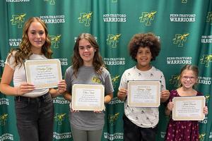 Students of the month Madelyn Galya, Chloe Stack, Zachary Keefer, and Juliet Briscoe