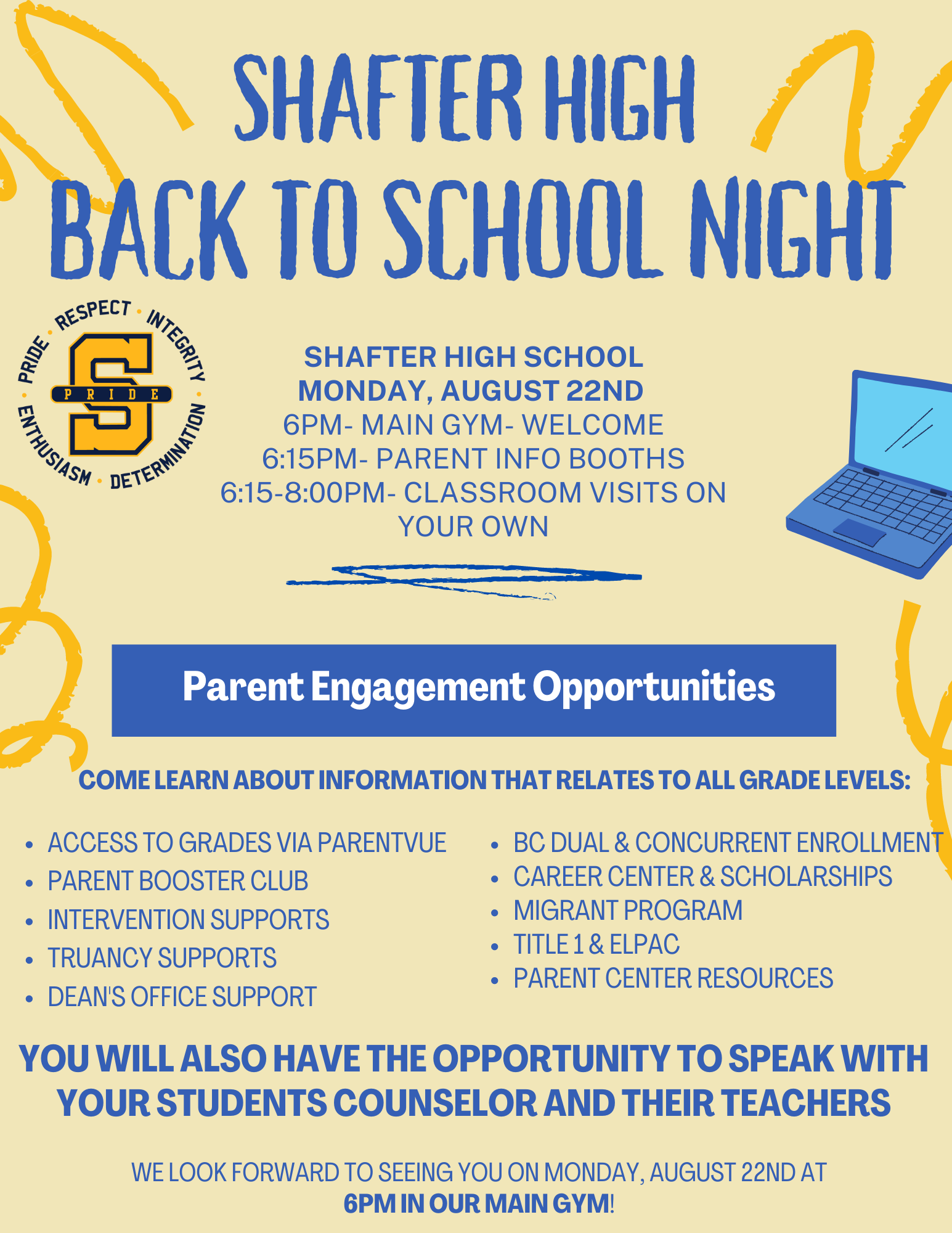 Back to School Night 8/22/22 Shafter High School