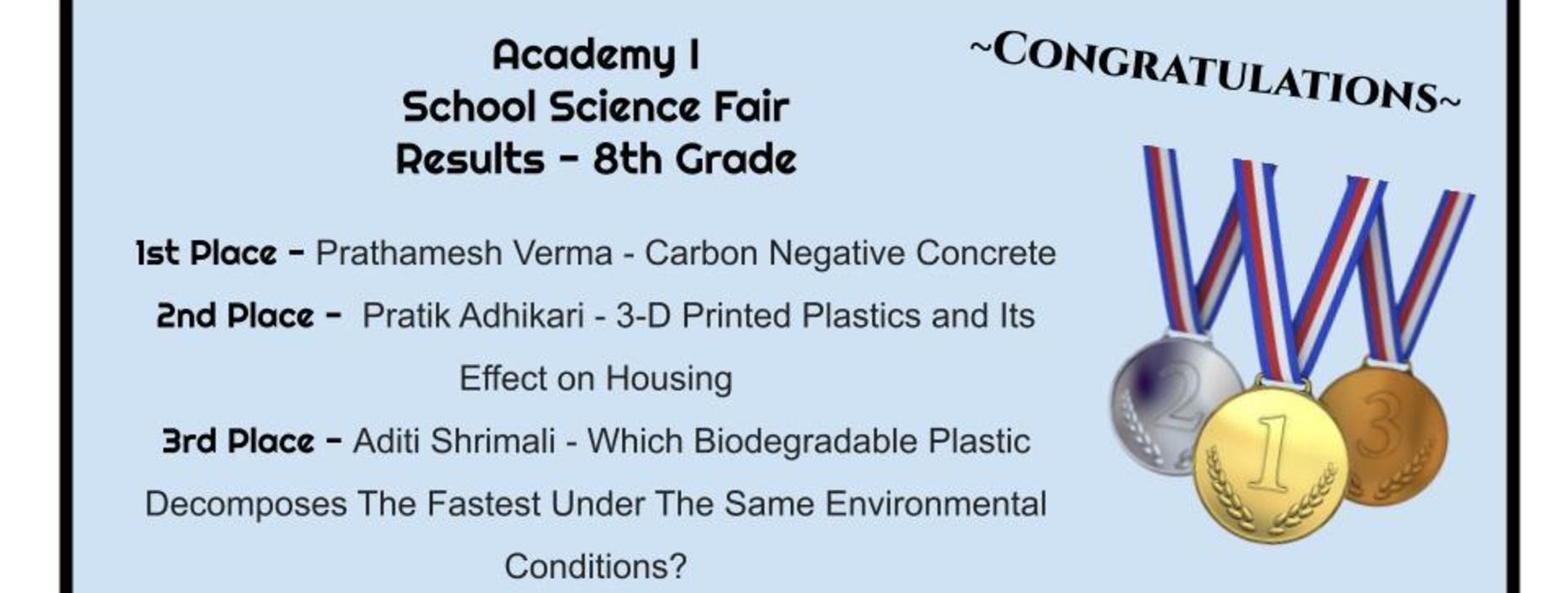 8th gr. science fair winners