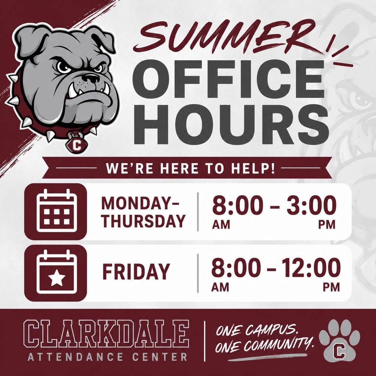Clarkdale Elementary Summer Office Hours 