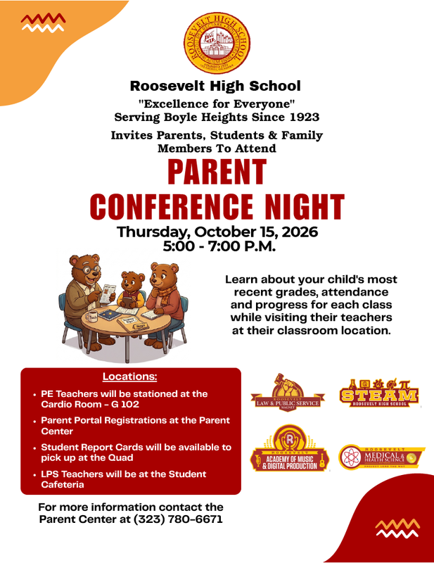 Parent Conference Night Oct. 15 2026 Flyer