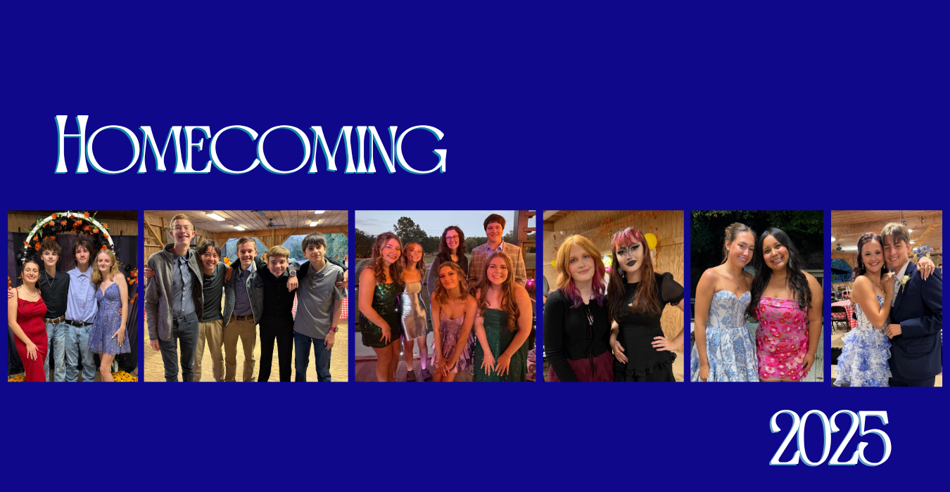 Collage of homecoming event photos featuring groups of students in formal attire.
